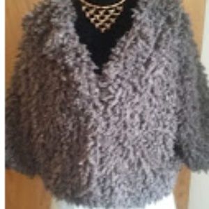 Faux sheeps wool crop jacket sweater size Medium